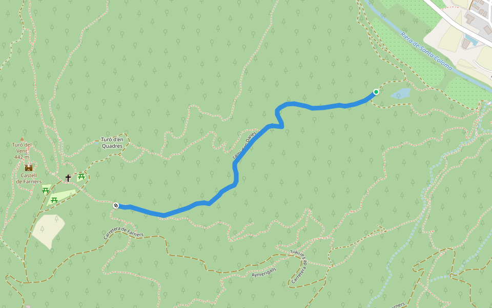 camí d'en Danés walking route map in Santa Coloma de Farners