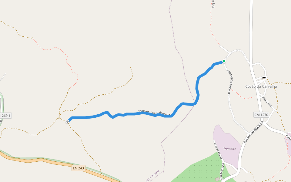 Trilho do Saúl-Tralhusada walking route map in Mira de Aire