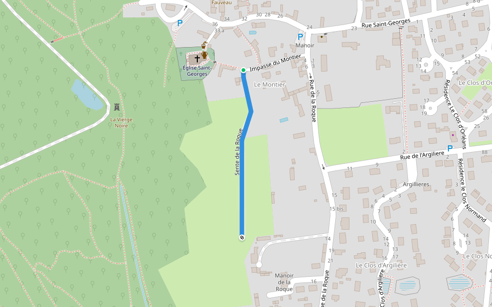 Sente de la Roque walking route map in Le Val-d'Hazey