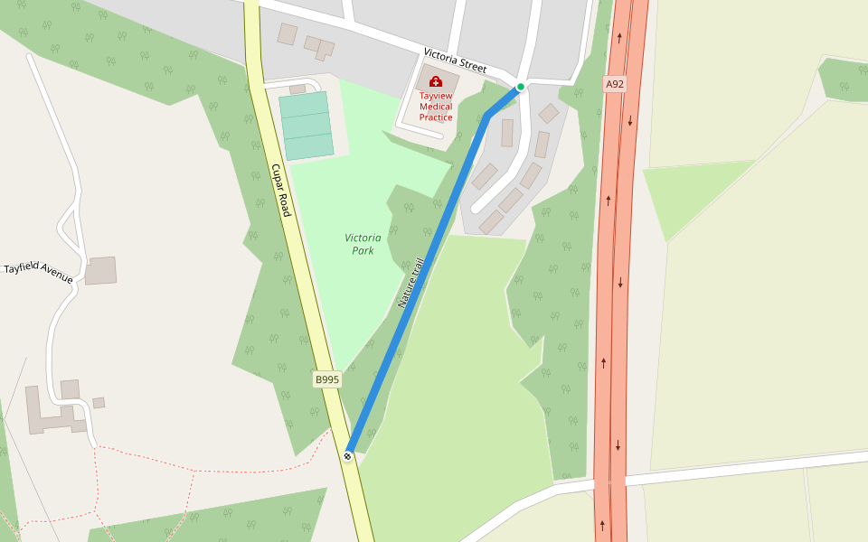 Nature trail walking route map in Newport-on-Tay