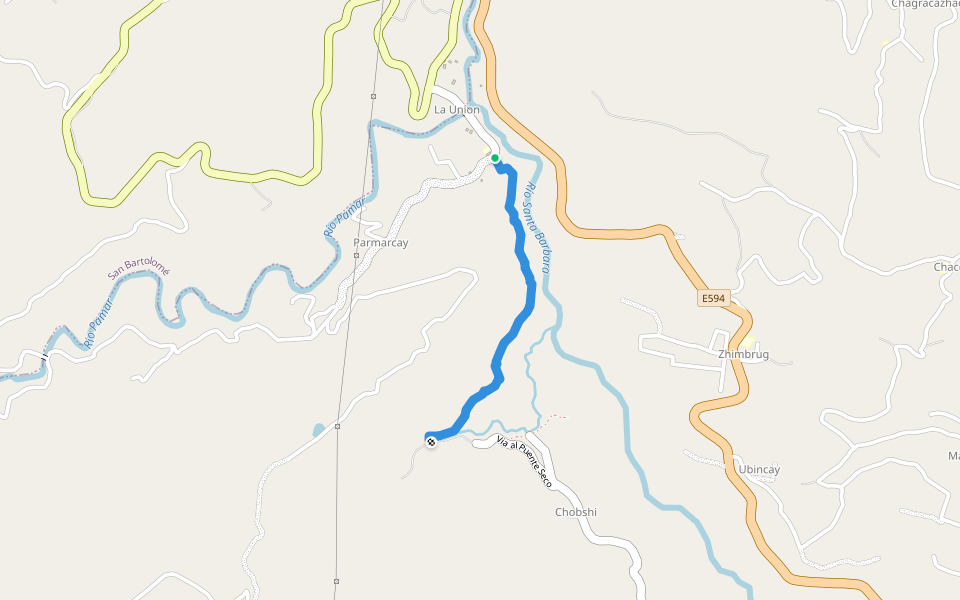 Sendero walking route map in Sigsig