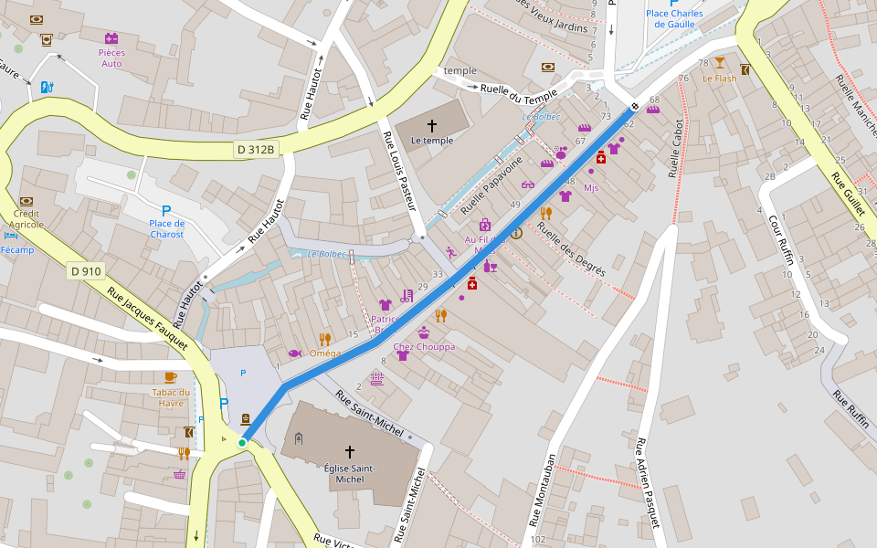 Rue de la République walking route map in Bolbec