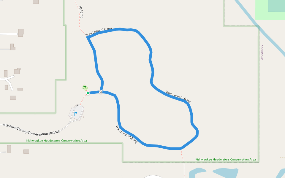 Trail Loop (0.6 mi) walking route map in Woodstock