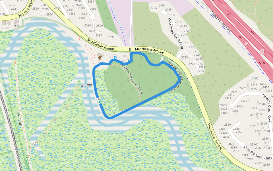Nature Center Outer Loop .7 mile walking route map in Encinitas