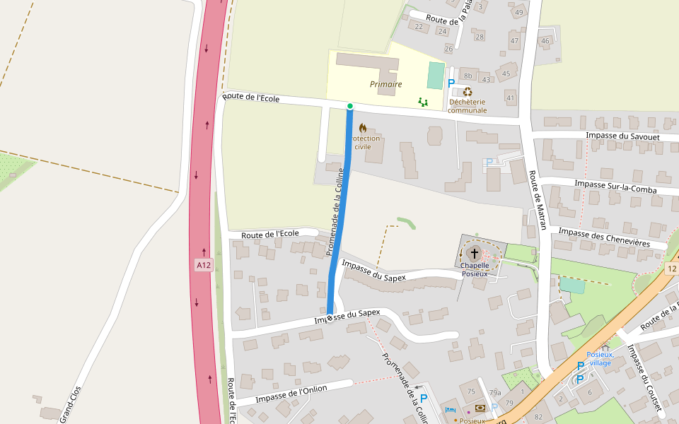 Promenade de la Colline walking route map in Hauterive