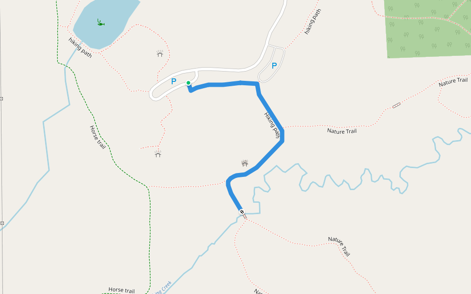 Hiking path walking route map in Woodstock