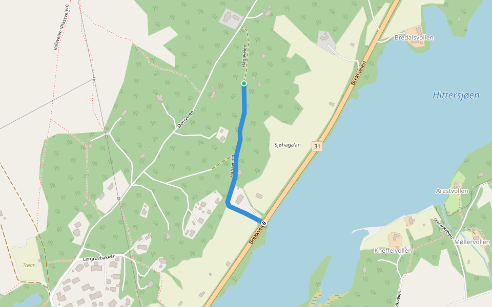 Hagaveien walking route map in Oppsal