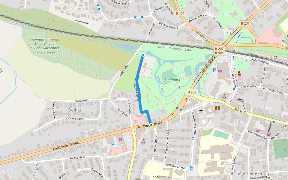 Apothekerstieg walking route map in Schwarzenbek