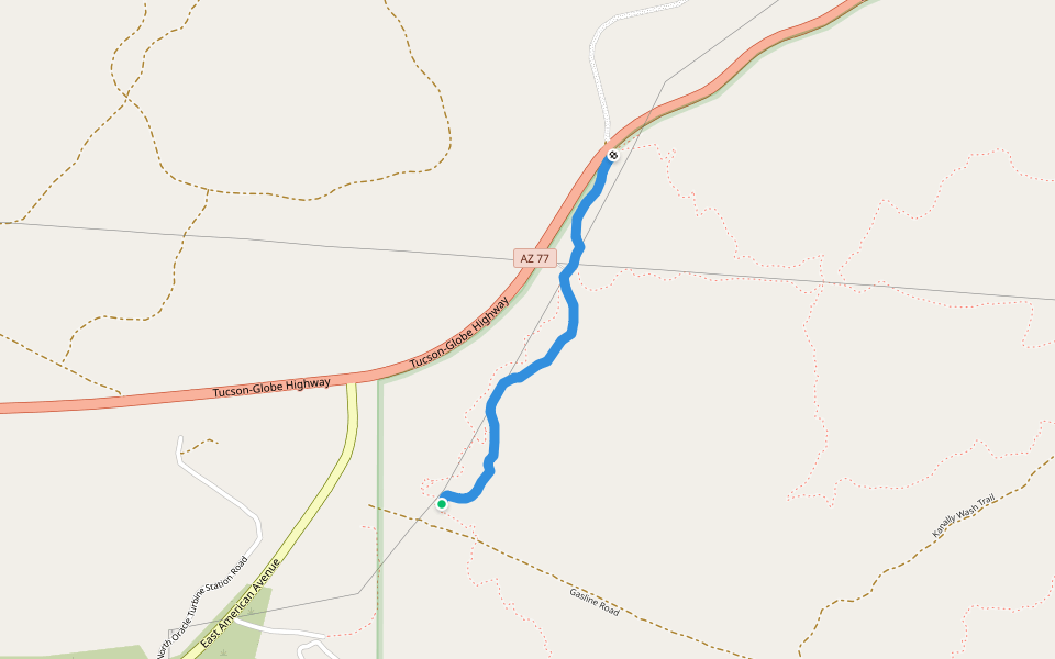 Cherry Wash Trail walking route map in Oracle