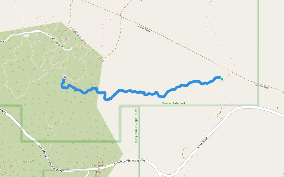 Manzanita Trail walking route map in Oracle