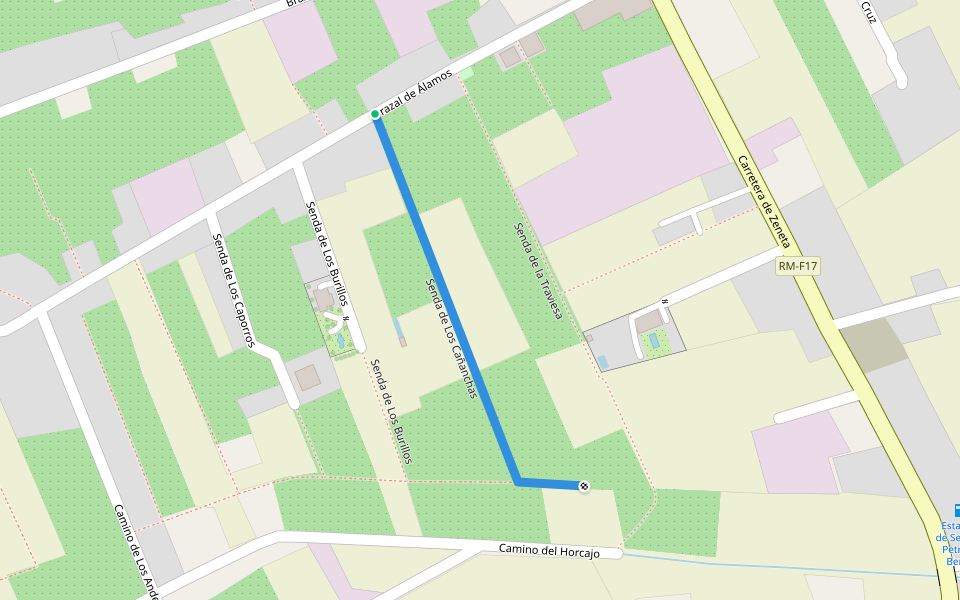 Senda de Los Cañanchas walking route map in Beniel