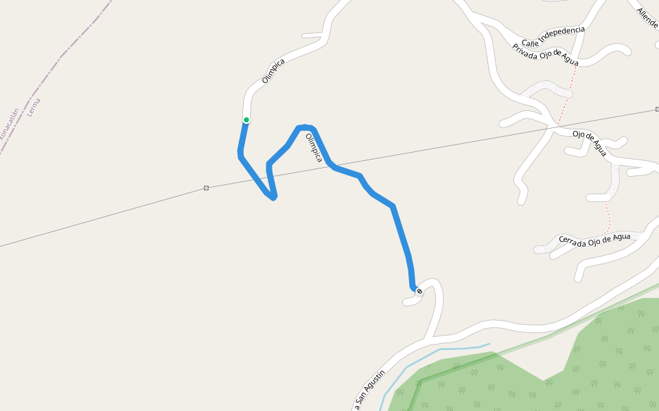 Olimpica walking route map in San Agustín Huitzizilapan