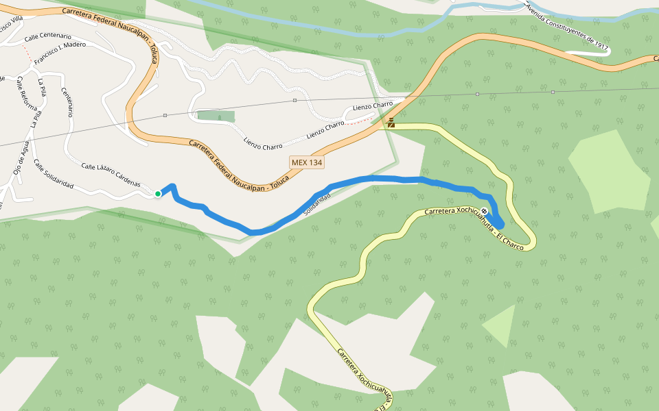 Solidaridad walking route map in San Agustín Huitzizilapan