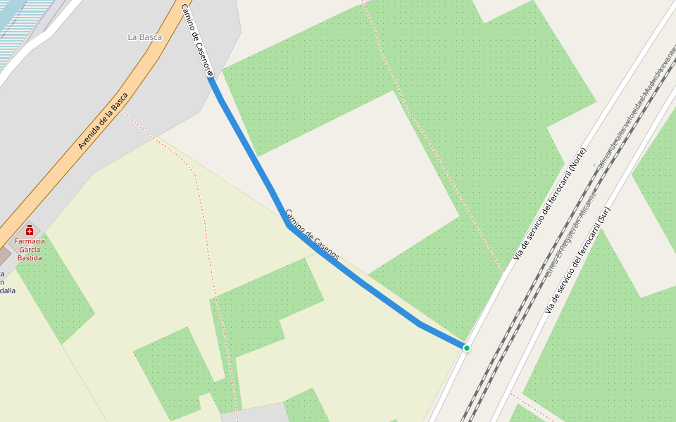 Camino de Casenos walking route map in Beniel