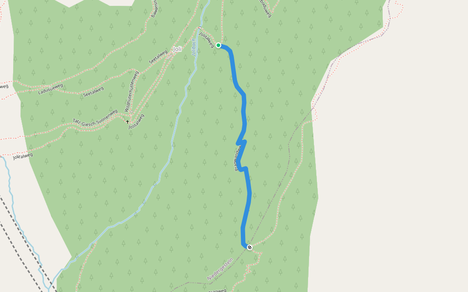Pragwandweg walking route map in Niedergesteln