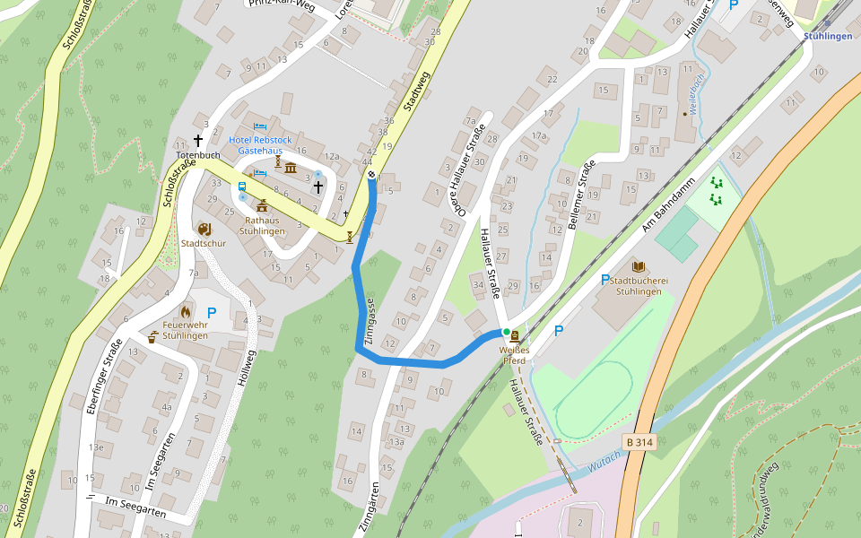 Zinngasse walking route map in Stühlingen