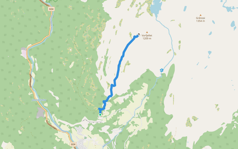 Vorfjellet walking route map in Gaupne