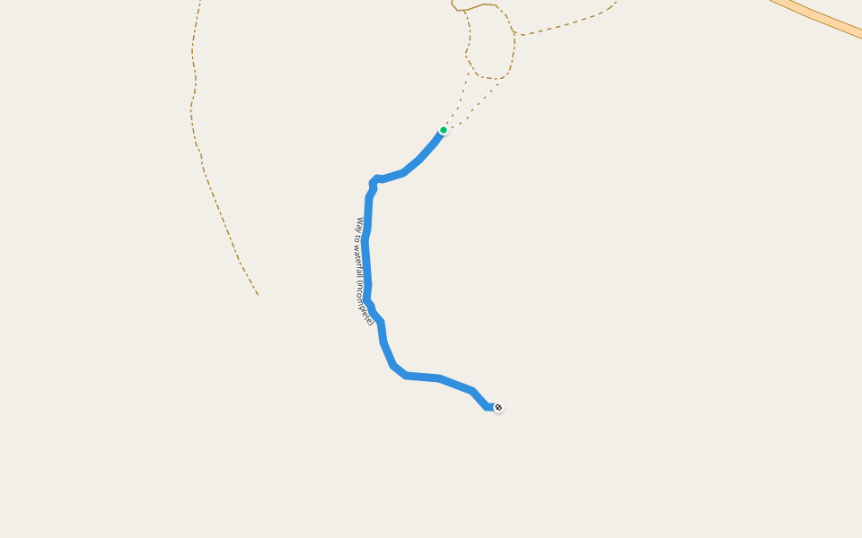 Way to waterfall (incomplete) walking route map in Ban Pawi