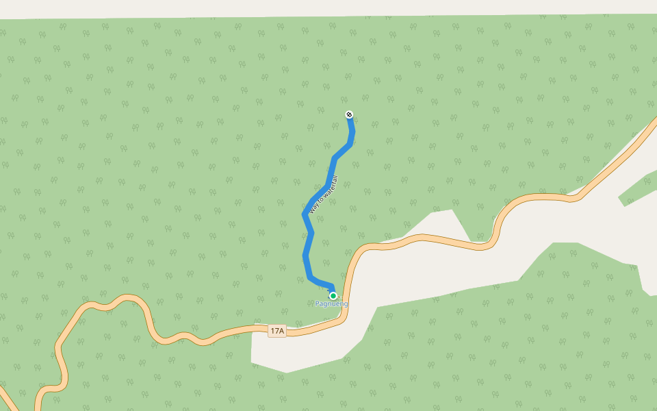 Way to waterfall walking route map in Ban Pawi