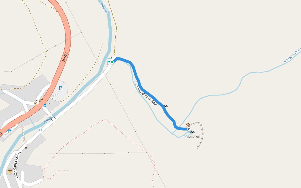 Camino al Pozo Azul walking route map in Tubilla del Agua