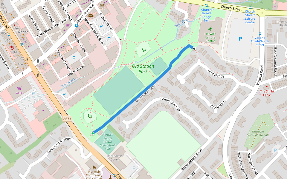 Drinkwater Lane walking route map in Horwich