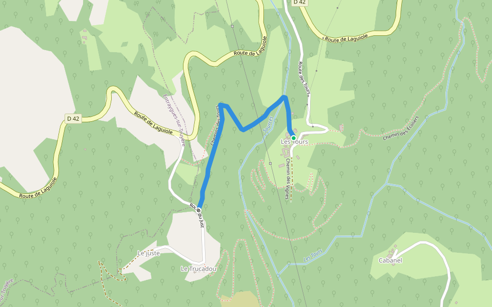 Chemins des Tours walking route map in Florentin-la-Capelle