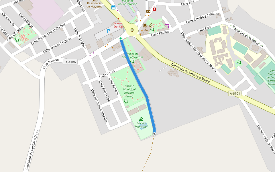 Calle Alameda walking route map in Ibros