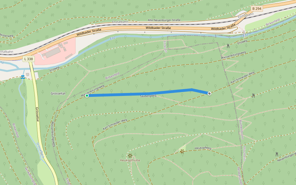 Saubergweg walking route map in Birkenfeld