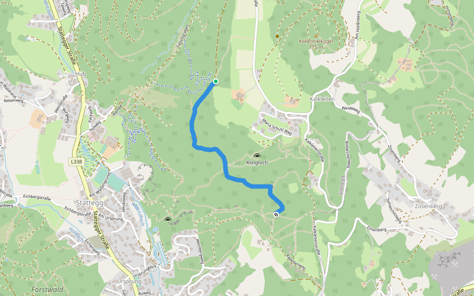 Einsiedlertrail walking route map in Kalkleiten