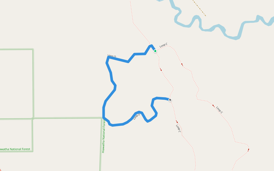 Loop D walking route map in St. Ignace