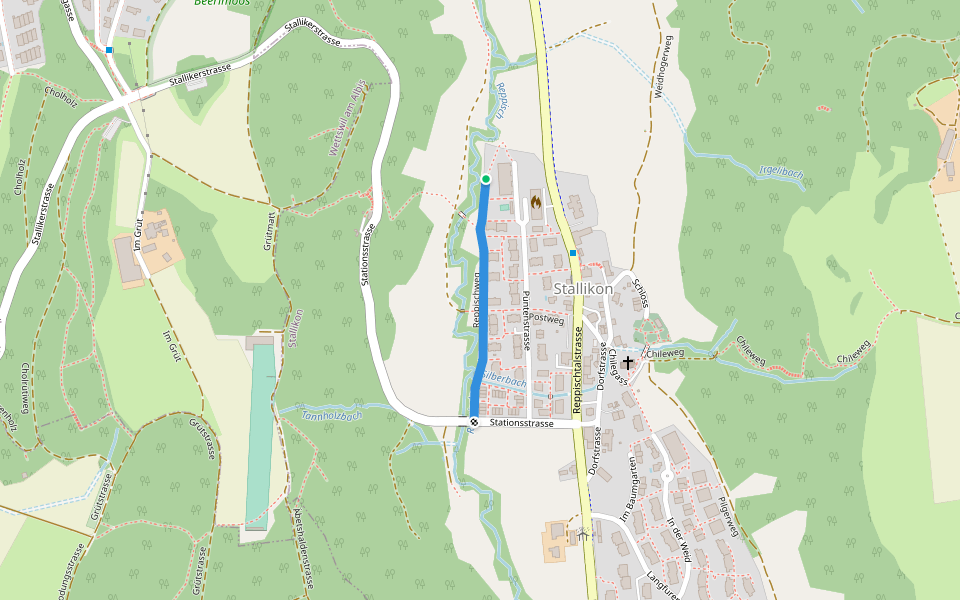Reppischweg walking route map in Stallikon