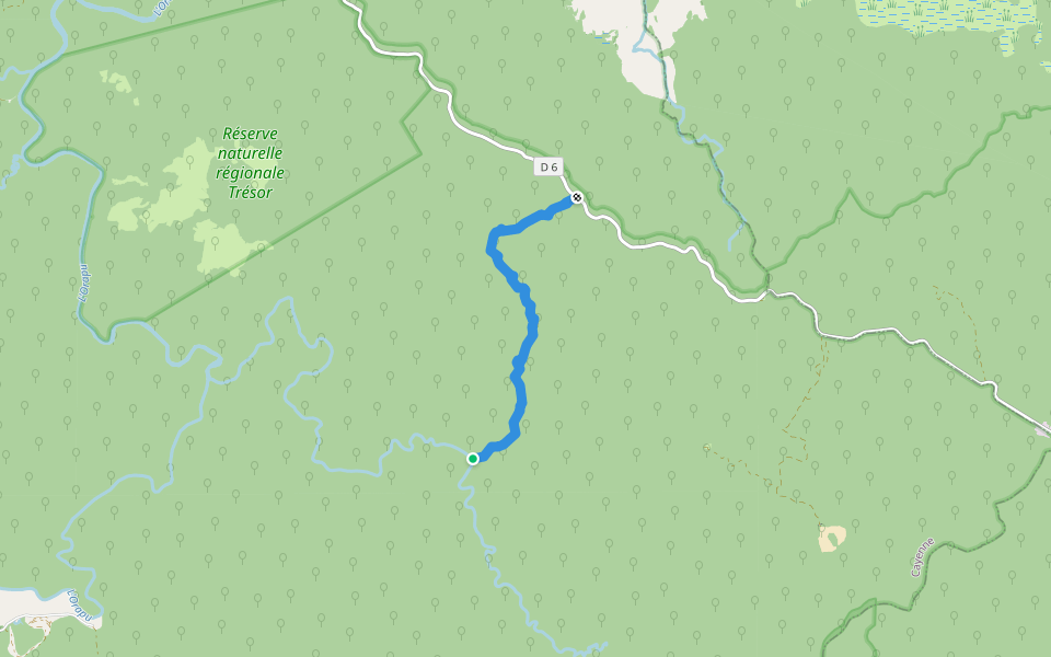 Layon Dégrad Lalanne walking route map in Roura