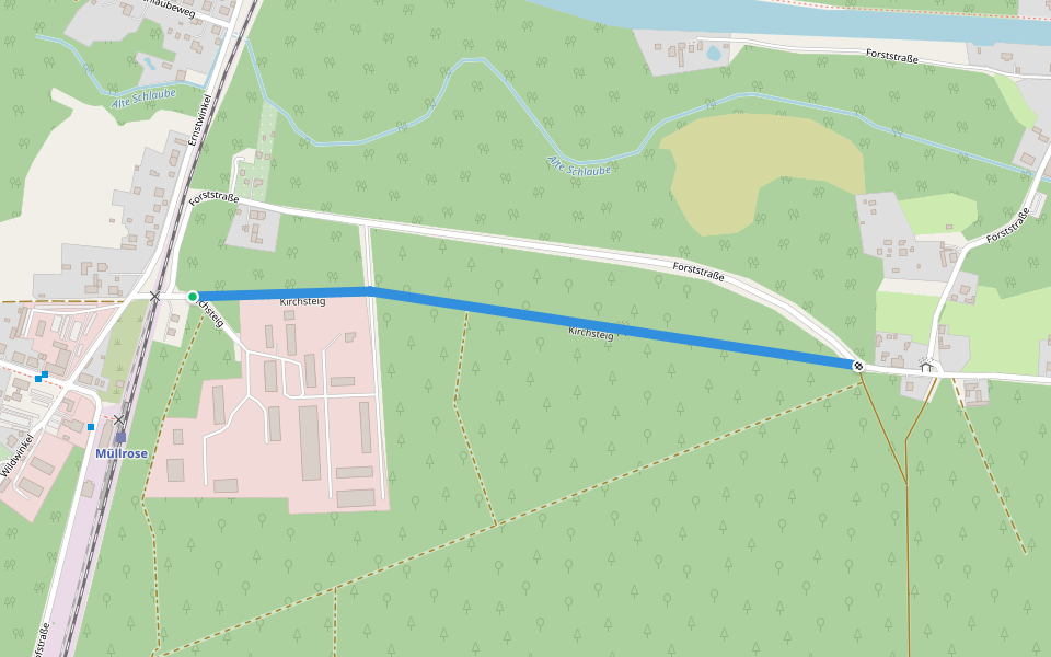 Kirchsteig walking route map in Müllrose