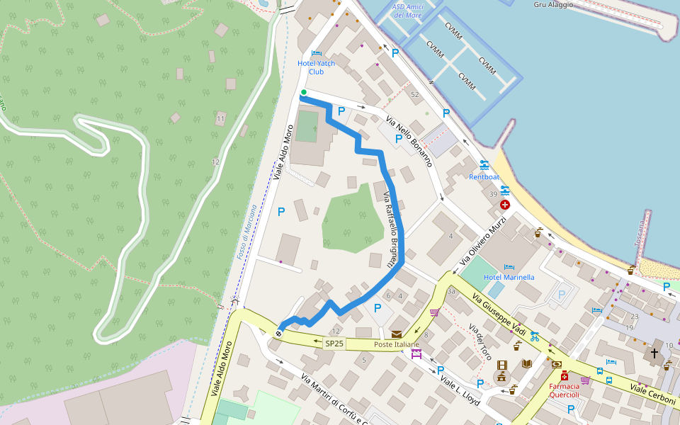 Via Raffaello Brignetti walking route map in Marciana Marina