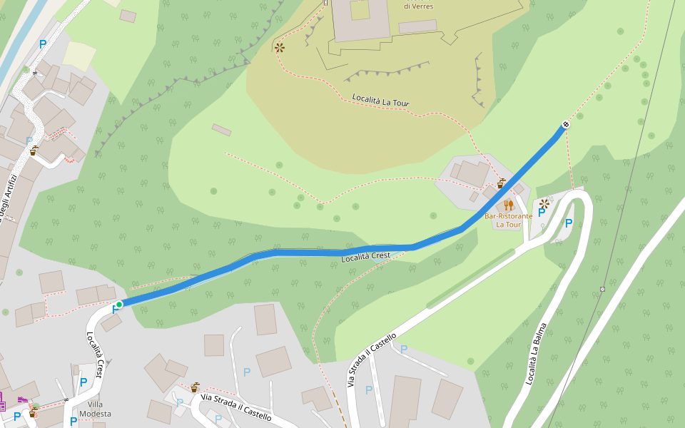 Località Crest walking route map in Verrès