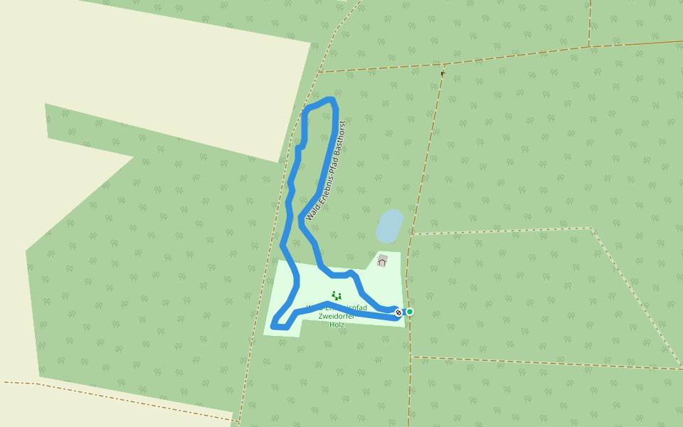 Wald-Erlebnis-Pfad Basthorst walking route map in Wendeburg