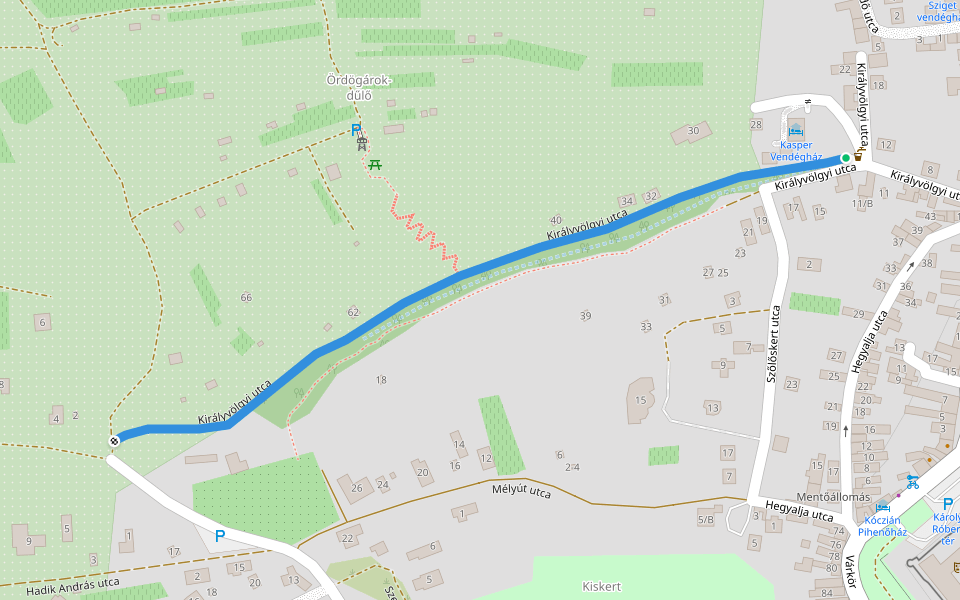 Királyvölgyi utca walking route map in Kőszeg