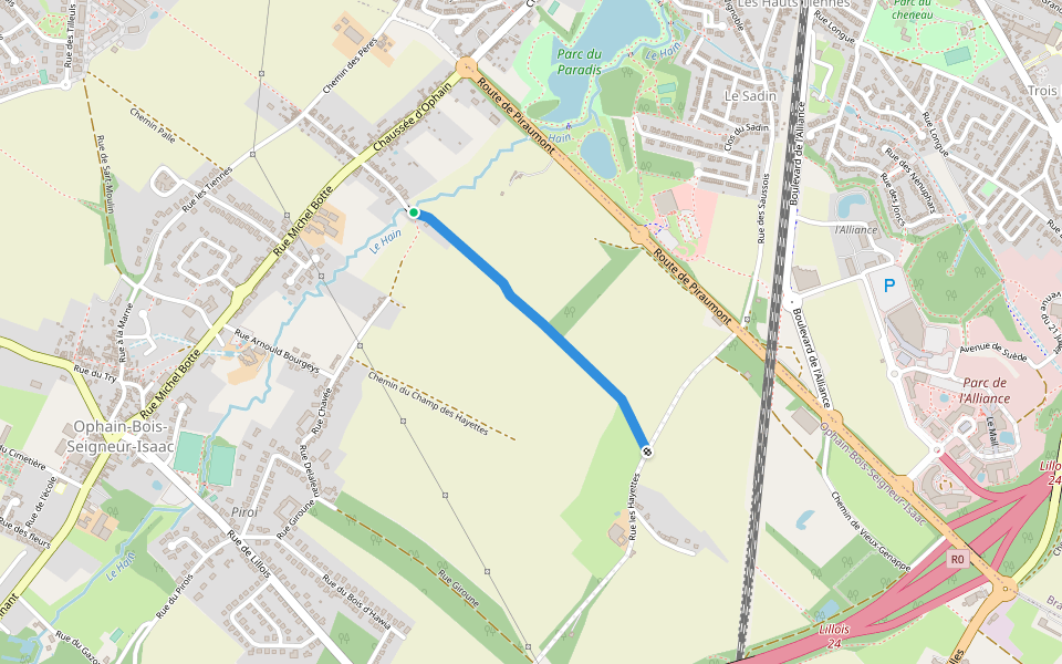 Sentier Timpe et Tard walking route map in Braine-l'Alleud