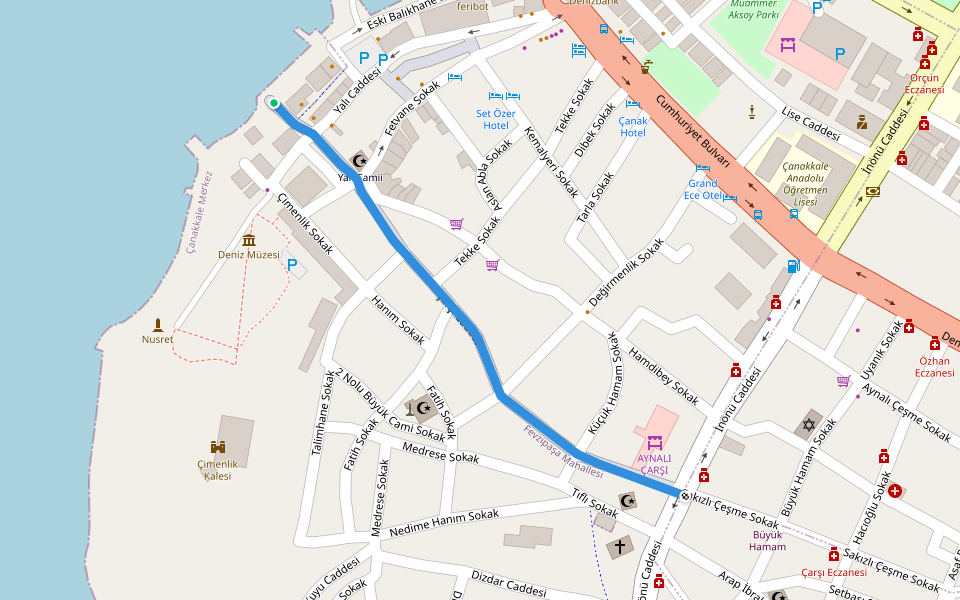Çarşı Caddesi walking route map in Cihadiye