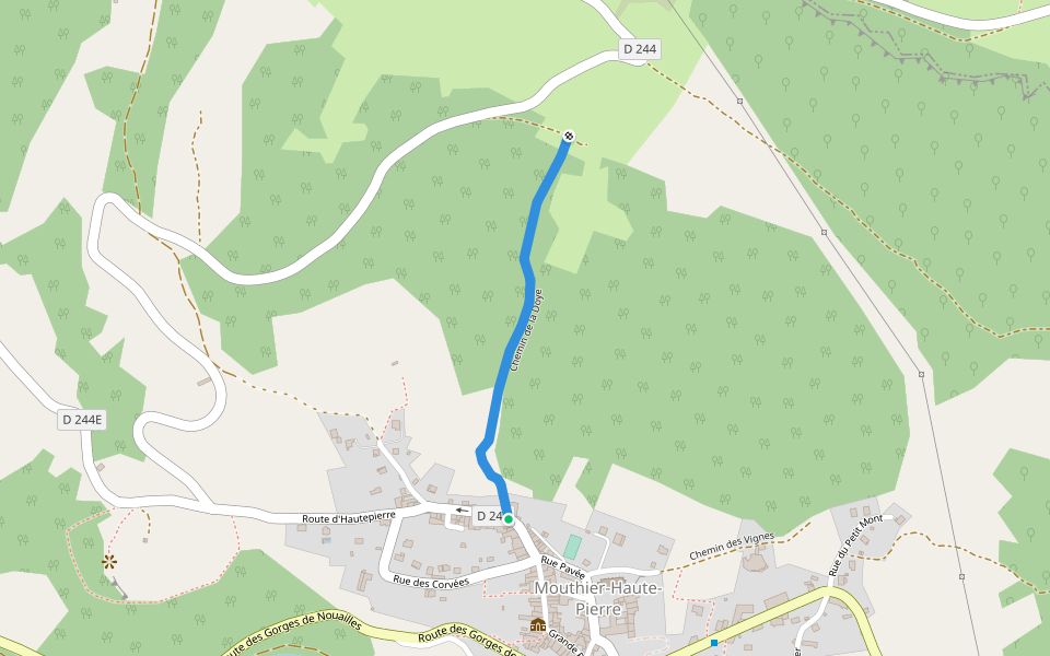 Chemin de la Doye walking route map in Mouthier-Haute-Pierre