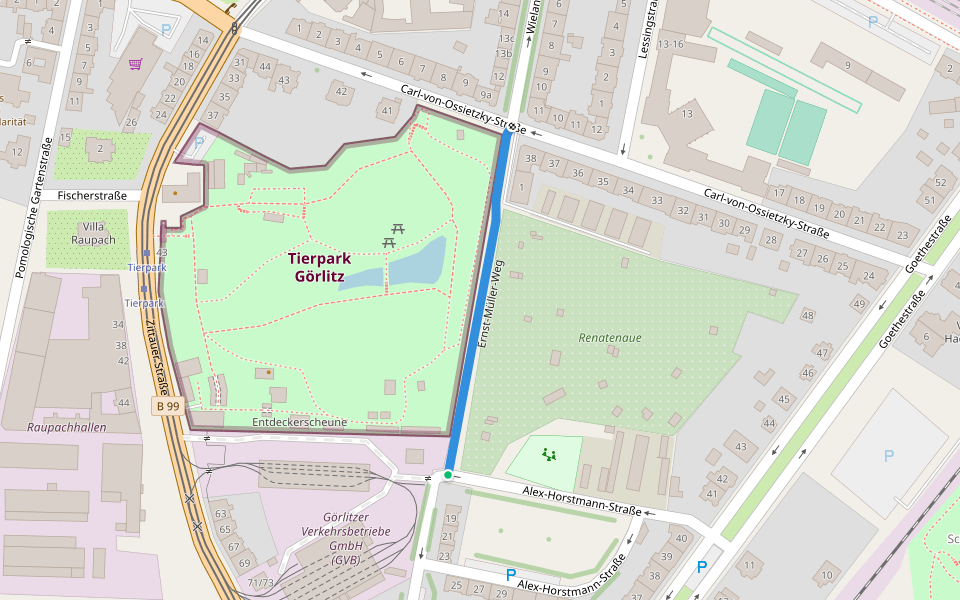 Ernst-Müller-Weg walking route map in Görlitz