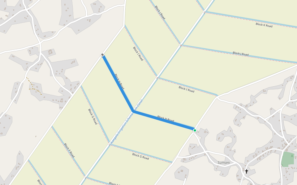 Block H Road walking route map in Mwambo