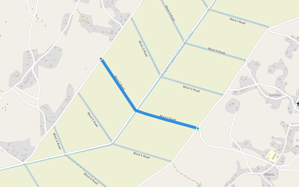 Block F Road walking route map in Mwambo