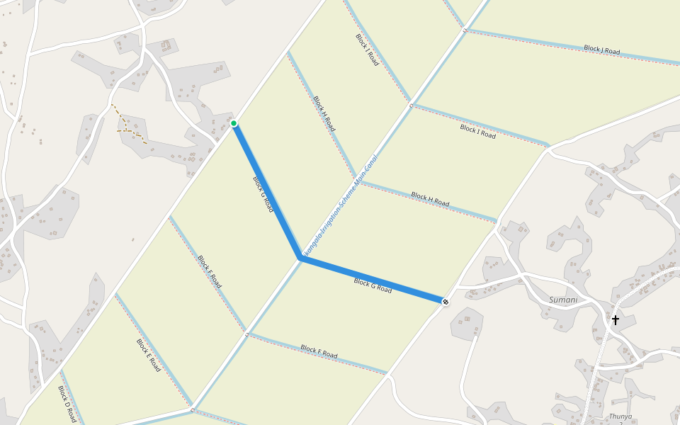 Block G Road walking route map in Mwambo