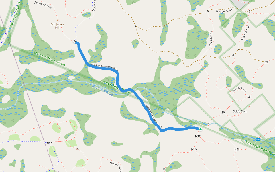 Milliken Memorial Path walking route map in Cohasset