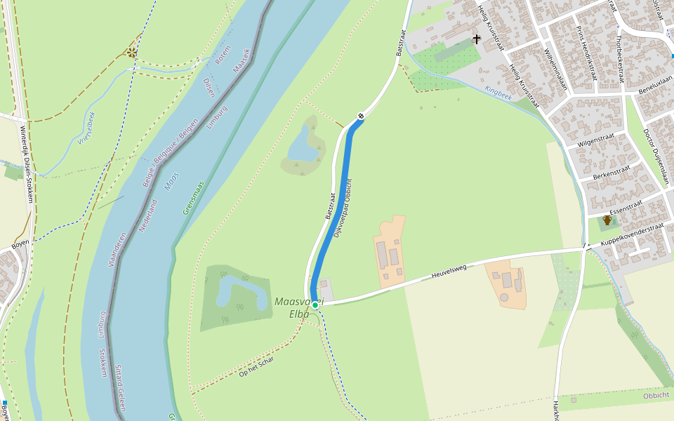 Dijkvoetpad Obbicht walking route map in Grevenbicht