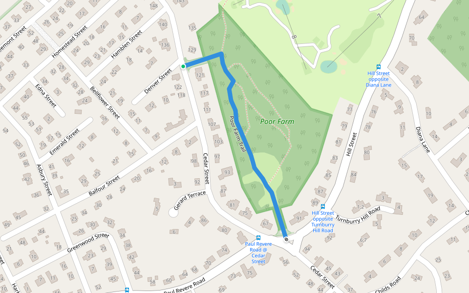 Poor Farm Trail walking route map in Lexington