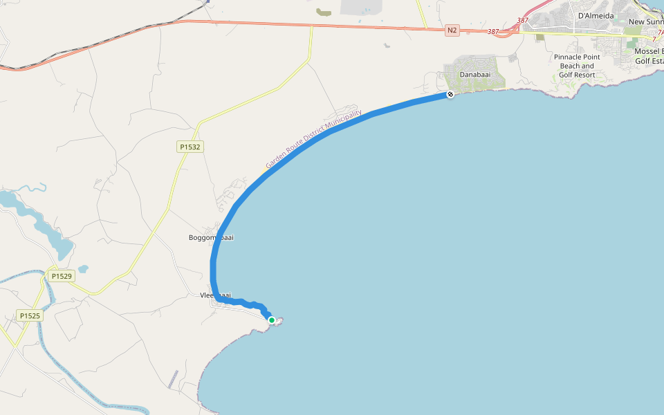 Oystercatcher Trail walking route map in Vleesbaai