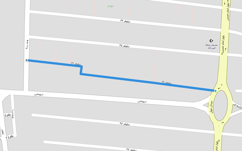 نیلوفر ۴۶ walking route map in Meybod