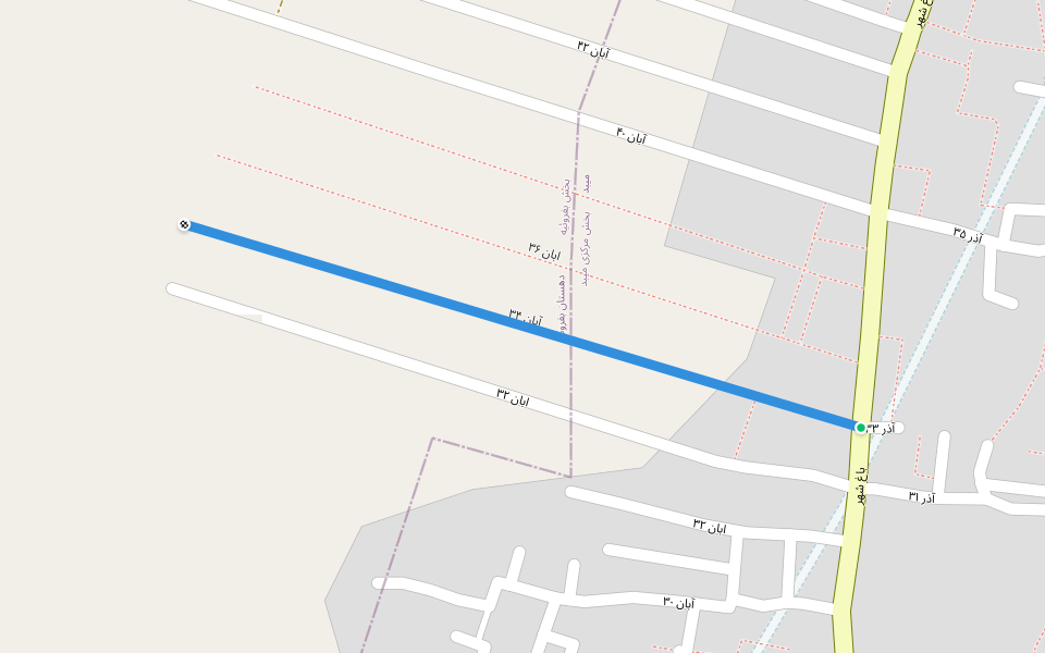 آبان ۳۴ walking route map in Meybod